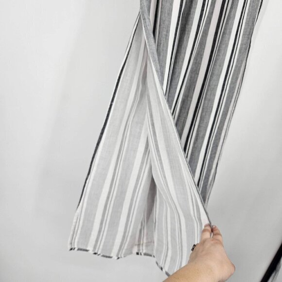 Stark Gray & White Striped Wide Leg Open Slit Pants Women's S Boho Hippie Beach - Picture 4 of 14